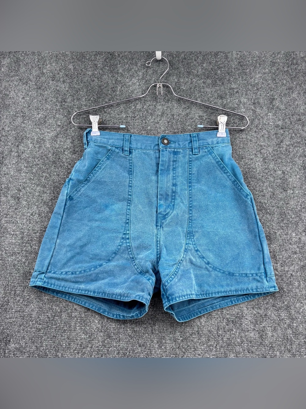 VTG 90s Patagonia Teal Blue Stand Up Shorts Canvas High Rise Hiking Women’s 6*